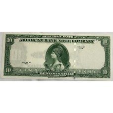 UNITED STATES OF AMERICA 1929 . TEN 10 DOLLARS BANKNOTE . SPECIMEN